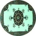 thumbnail image 1 of Ahgly Company Machine Washable Indoor Round Medallion Turquoise Blue Traditional Area Rugs, 6' Round, 1 of 4