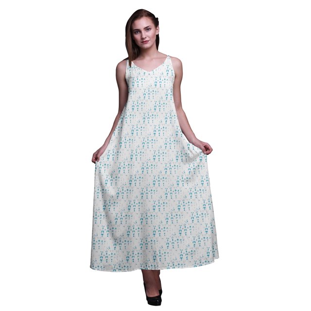 Bimba Robe Longue Décontractée en Rayonne Teinture sur Nœuds pour Femmes Bretelles Spaghetti Maxi Robe d'Été-xsmall