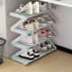 thumbnail image 4 of Rack de zapatos de 4 capas en forma de Z azul, ensamblaje fácil, solución de almacenamiento para el dormitorio, 4 of 6