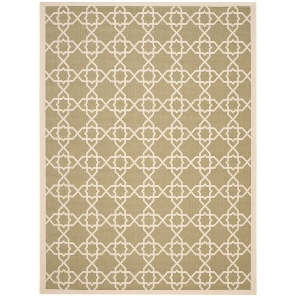 SAFAVIEH Courtyard Carol Geometric Indoor/Outdoor Area Rug, 8' x 11', Green/Beige