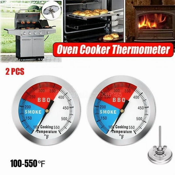2Pcs Temperature Thermometer Gauge For Barbecue Bbq Grill Smoker Pit Thermostat