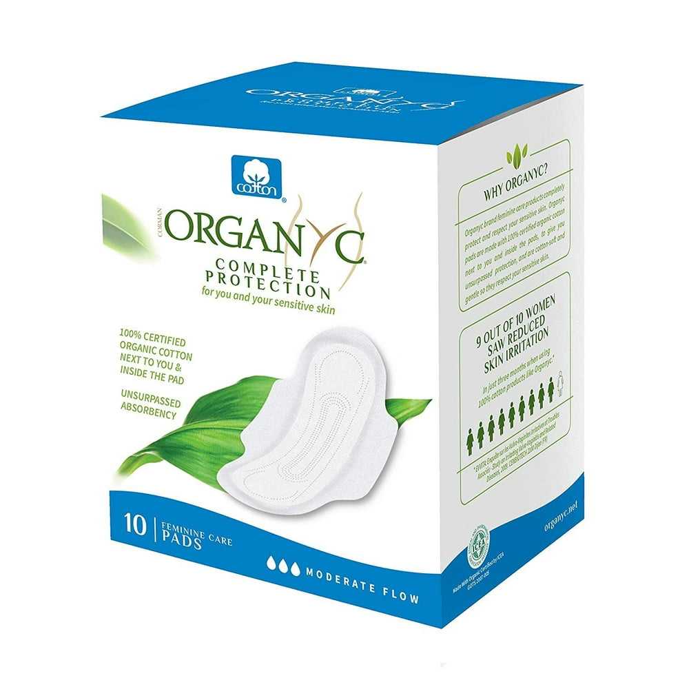Organyc 100 Certified Organic Cotton Feminine Pads, Moderate Flow