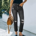 thumbnail image 3 of Birdeem Fashion Women Pockets Button Mid Waist Skinny Ripped Jeans Trousers Hole Pants, 3 of 9