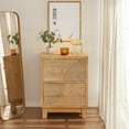 thumbnail image 4 of COZAYH 2-Drawers Farmhouse Nightstand, Mid Century Nightstand Fully Assembled with Handcrafted Wood Ring Pattern for Boho, Mid-Century, Rustic Style, Natural Wood, 4 of 11