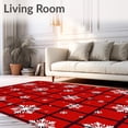 thumbnail image 2 of ODIKA 5'x7' Machine Washable Non-Slip Area Rug, Snowy Wonderland Jolly Checkered Seasonal Hearth High Traffic Rug, Red, 651631, 2 of 7