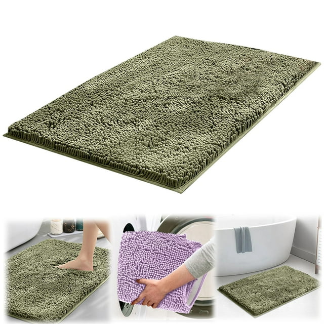 HANDIED Polyester carpet 24x16in Silky Soft Bathroom Rugs Non Absorbent Cotton Mats Thick Toilet Area Rugs For Bathroom Shower & Machine Washable Entrance Mats