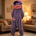 thumbnail image 4 of Big Mouth Monster Onesie Pajamas, Plush Monster Onesie, Soft Plush Loungewear, Cozy One Piece Loungewear Funny Onesie for Halloween Costumes, Halloween Pajamas & Christmas Pajamas Purple 100, 4 of 5