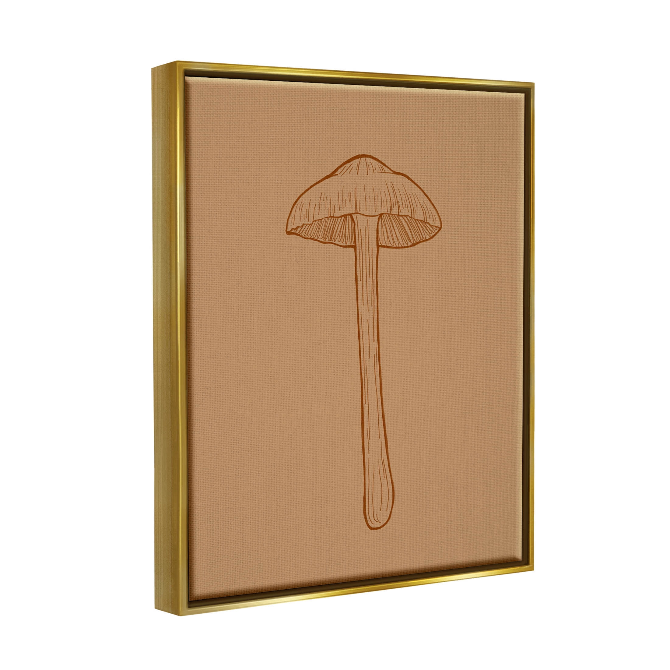 Stupell Industries Botanical Mushroom Outline Nature Graphic Art Metallic Gold Floating Framed Canvas Print Wall Art, Design by Ziwei Li