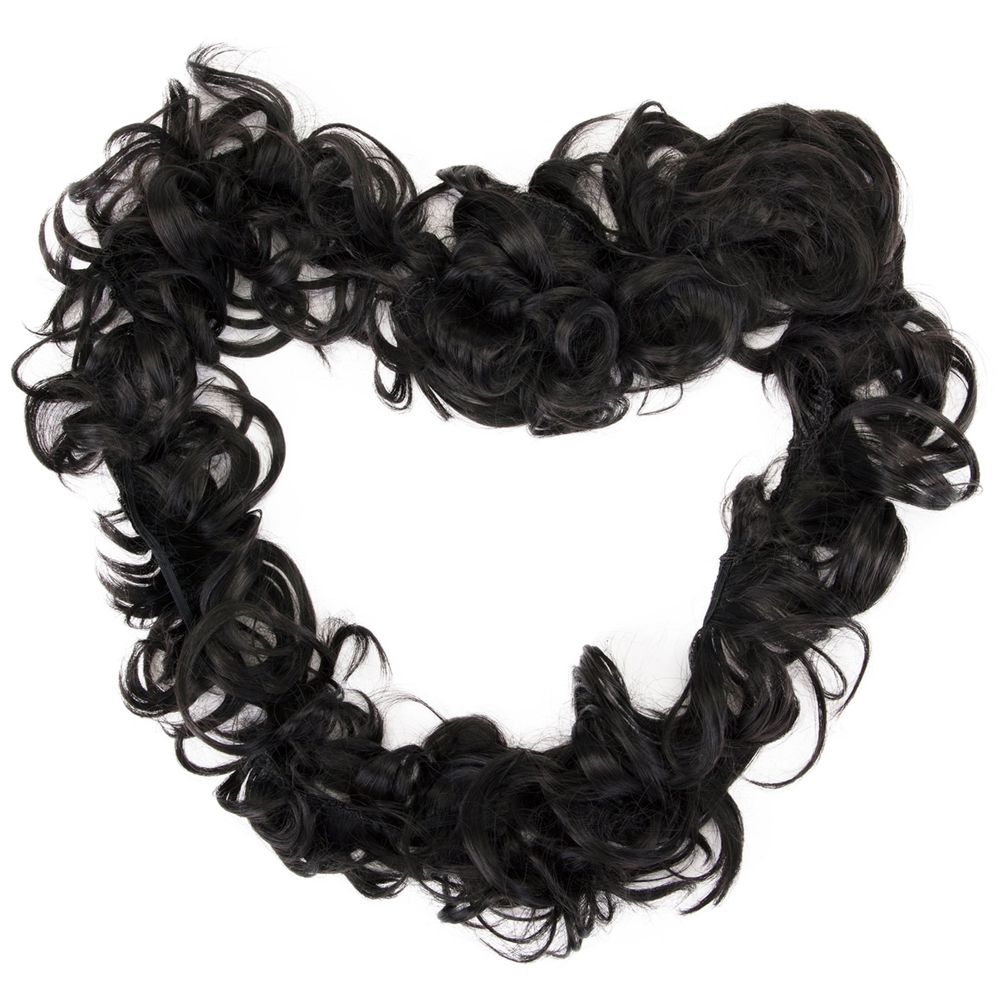 Natural Black Hair Extensions Wedding Elastic Band Curly Updo Ponytail Hairpiece Synthetic Wig Bun for Ladies Natural Black Hair Extensions Wedding Elastic Band Curly Updo Ponytail Hairpiece Synthetic Wig Bun for Ladies