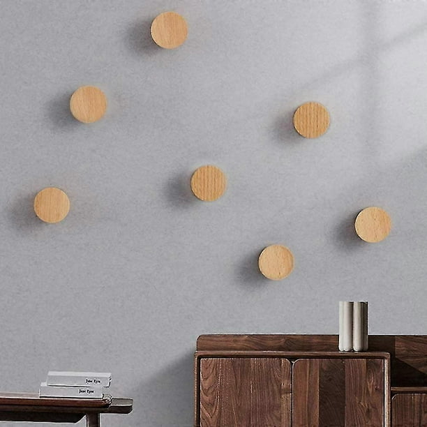 Wood Coat Hook, Wall Hooks 5pcs Coat Hooks Round Coat Hooks Door Hook For Wall, Home Decor, Living Room, Bathroom (beech Wood)