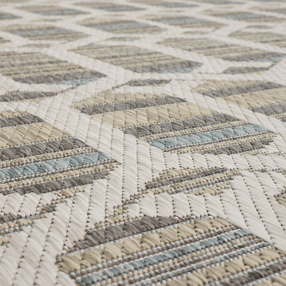 Mohawk Home Clemente Geo Outdoor Area Rug, Light Grey, 5' 3" x 7' 6"