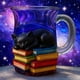 thumbnail image 1 of Taza de café durmiendo sobre libros, 1 of 2