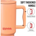 thumbnail image 3 of czcpp-Canadian Design Gobelet 40 oz avec Paille et Couvercle, Gobelet Isolé à Double Paroi avec Poignée, Gobelet en Acier Inoxydable Réutilisable, Gobelet de Voyage Étanche pour Café Glacé (Abricot), 3 of 4