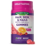 Hair Skin and Nails Gummies | 80 Count | 2500mcg of Biotin | Vegan, Non-GMO, Gluten Free Supplement | Vitamin for Women & Men | by Nature's Truth