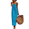 thumbnail image 2 of Cotton Linen Dresses for Women Sleeveless Backless Cami Dresses Casual Loose Vacation Sundress, 2XL, 2 of 7
