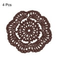 thumbnail image 3 of Crochet Doilies, 4Pcs 4" Cotton Woven Fabric Coasters, Lace Round Handmade Coasters with Floral Pattern for Wedding Party Decoration (Chocolate), 3 of 5