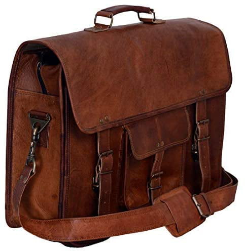 PL 16 Inch Vintage Leather Messenger Bag Briefcase  Fits upto 15.6 Inch Laptop