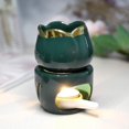 thumbnail image 4 of con cuchara para velas, portavelas aromático decorativo, quemador de aceite, modelo de flor (verde), 4 of 5