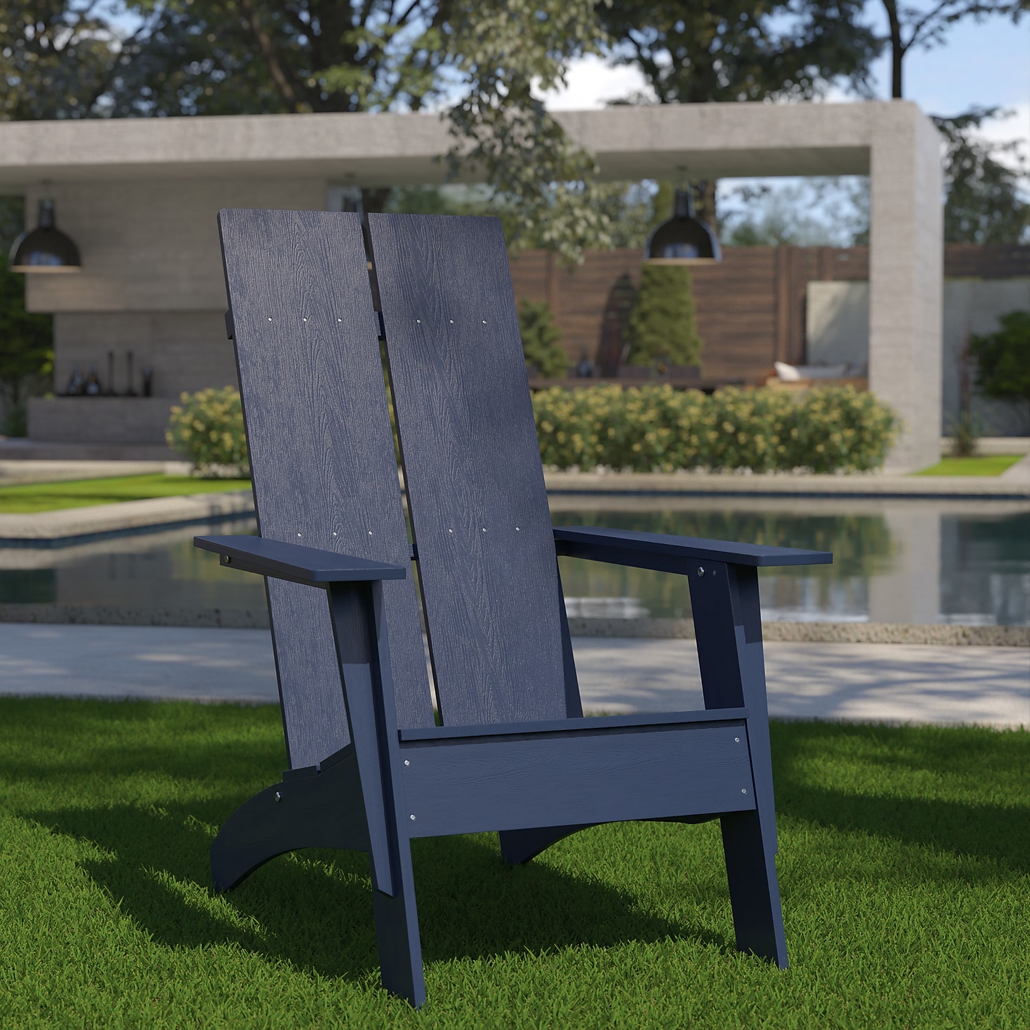 Flash Furniture Sawyer Poly Resin Wood Adirondack Chair - Navy