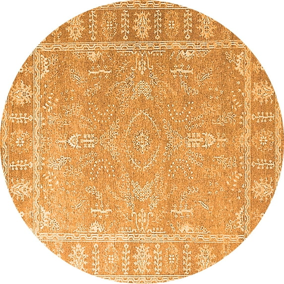 Ahgly Company Indoor Round Oriental Orange Industrial Area Rugs, 8' Round