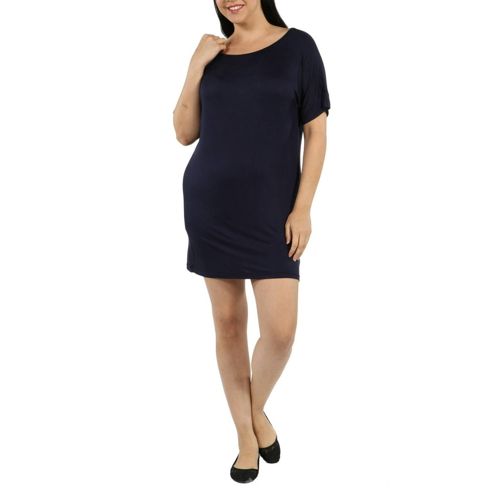 24/7 Comfort Apparel - Women's Plus Women's T-shirt Dress - Walmart.com ...