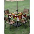thumbnail image 4 of Outdoor Tablecloths with Umbrella Hole & Zipper, Brown Balls 54x54 Inch Square Tablecloths, Baseball Tennis Basketball Football Waterproof Table Cloth, Patio/Pool/Picnic Table Covers, 4 of 8