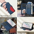 thumbnail image 3 of ELEHOLD for Google Pixel 7 Pro Case, Pixel 7 Pro Wallet Case for Women Men with 9 Credit Card Holder Zipper Purse PU Leather Strap Wristlet Protective Phone Cover,Blue, 3 of 5