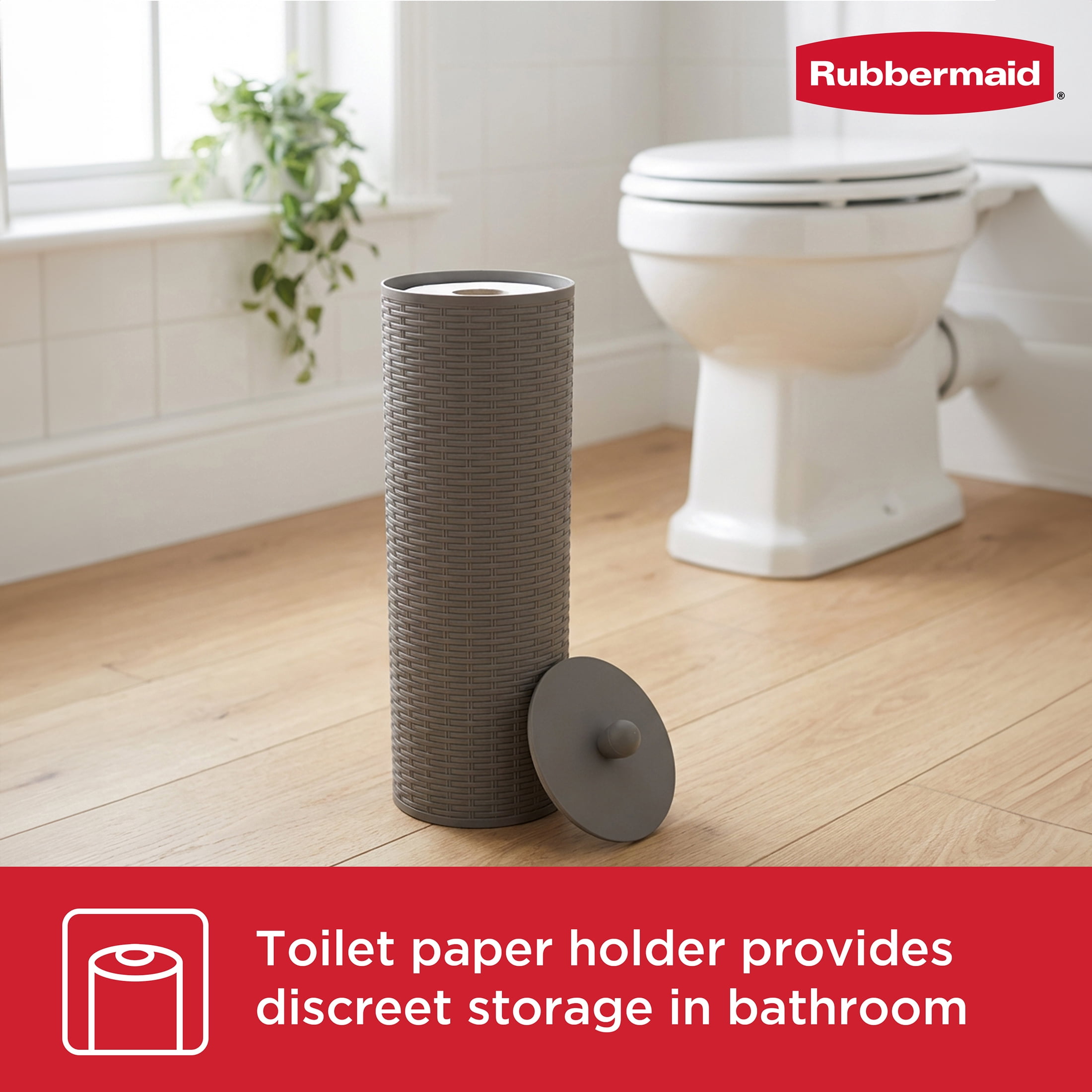 Rubbermaid Charcoal Gray Toilet Paper Holder with Lid, Holds 4 Rolls
