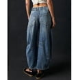thumbnail image 4 of Womens Stretchy Mid Rise Barrel Jeans Vintage Loose Wide Leg Cropped Denim Pants Jeans, 4 of 7
