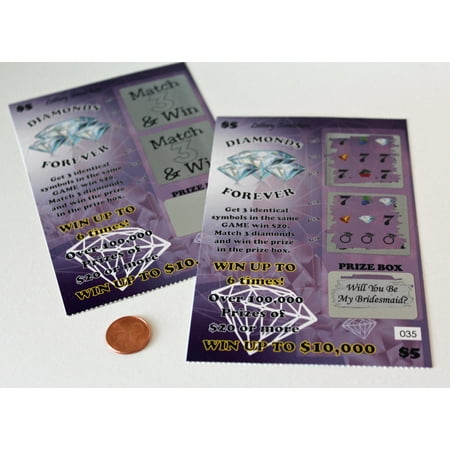 Bridesmaid Proposal Fake Lotto Lottery Replica Scratch Off Card - Each Ticket is a Fake Winner! Prize Box says 