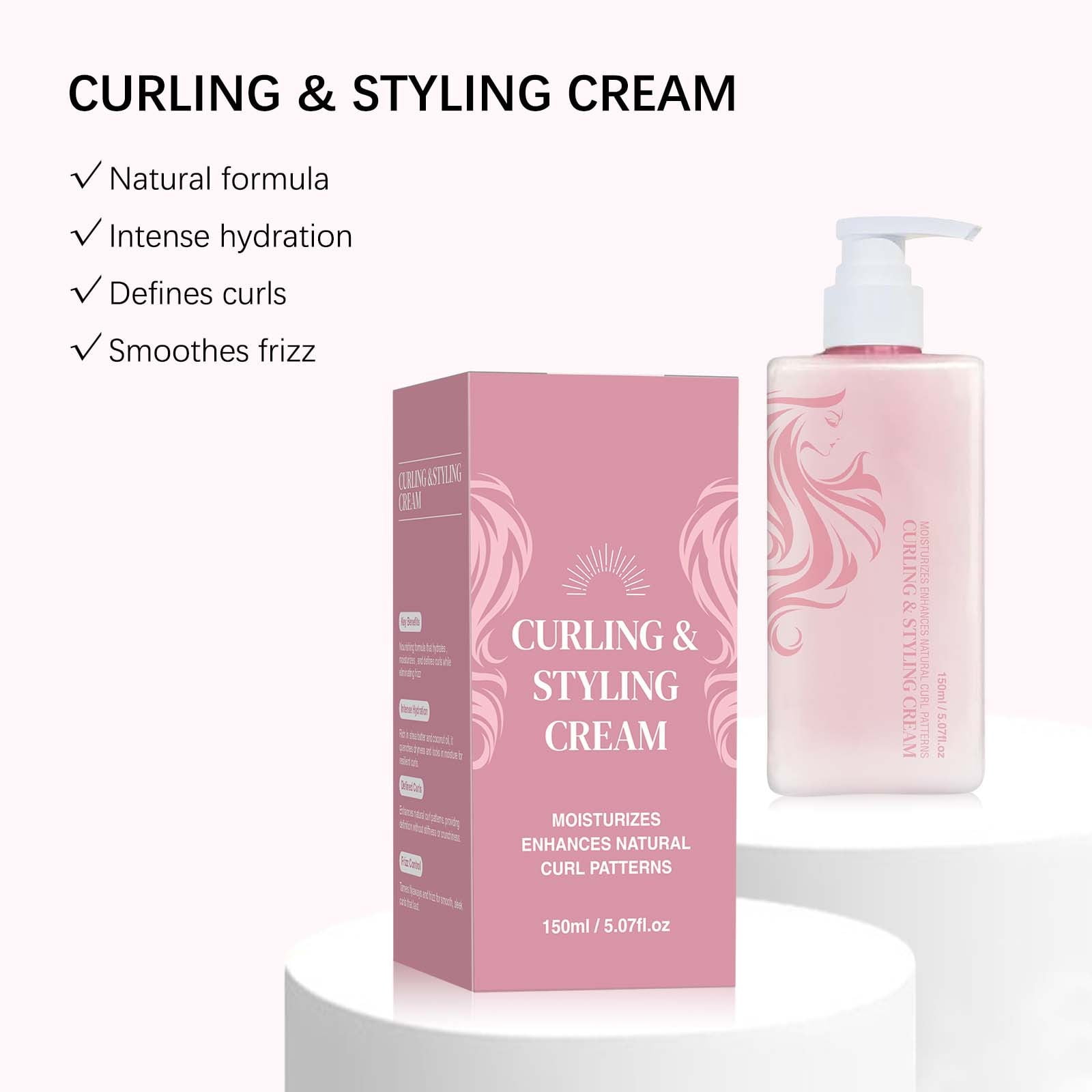 Curl Defining Cream, Hairhalo Curl Defining Cream, Hair Styling Cream, Curl Cream for Curly Hair Anti Frizz, Moisturizing, Smoothing for Curly & Wavy Hair
