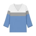 thumbnail image 5 of Women V Neck T Shirts Trendy Graphic 3/4 Sleeve Tops Comfortable Soft Tees Classic Loose Dressy Summer Shirts Royal Blue L, 5 of 5