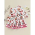 thumbnail image 3 of Kid Girls Christmas Gingerbread House Ruffle Dress Long Sleeve Round Neck Layered Xmas Dress, 3 of 9