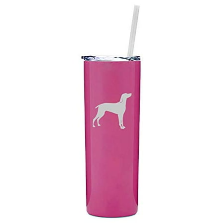 

20 oz Skinny Tall Tumbler Stainless Steel Vacuum Insulated Travel Mug With Straw Weimaraner (Hot Pink)