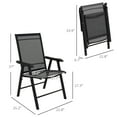 thumbnail image 2 of Outsunny Set of 4 Black Folding Patio Chairs, Stackable Outdoor Sling Dining Chairs with Armrests, Steel Frame, No Assembly, Ideal for Lawn, Camping, Beach, 242 lbs Capacity, 2 of 8
