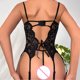 thumbnail image 2 of Gibobby Lencería mujer erótica Conjunto de lencería sexy con pantalones cortos, sexy cierre frontal, malla negra, manga larga, body para mujer(Negro, M), 2 of 5