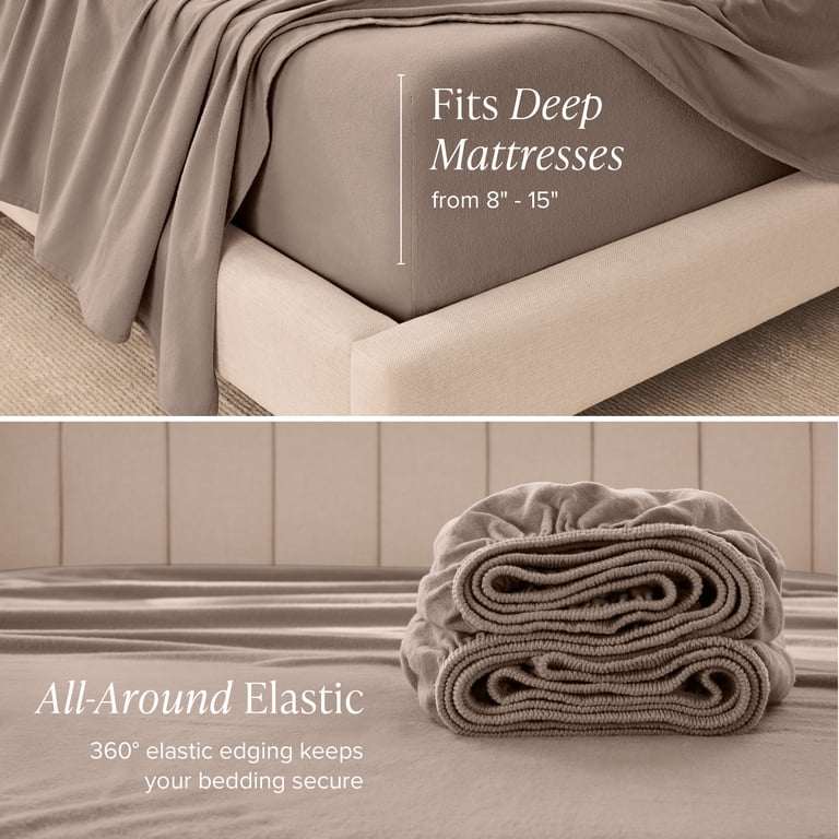 Bare Home Organic Cotton Flannel Sheet Set, Twin XL, Taupe photo 6