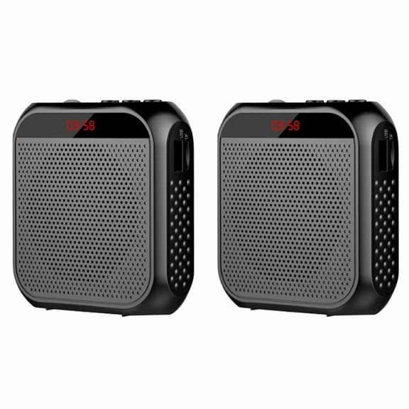 2X 2200mah Voice Amplifier Multifunctional Voice Speaker Portable Speaker with Microphone Display, for Teachers Speech A