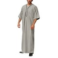 thumbnail image 2 of ANINEO Mens Casual Loose Arab Dubai Robe Middle Sleeve Button Shirt Retro Solid Color Stylish Male Dailywear, 2 of 4
