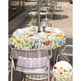 thumbnail image 5 of Fsddascl Watercolor Flowers Outdoor Tablecloth - 60 Inch Round Dining Table Cover, Daisy Purple Orange Blue Floral Waterproof Outdoor Table Cloth with Umbrella Hole & Zipper for Picnic/Patio/Party, 5 of 7