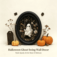 thumbnail image 4 of Vintage Halloween Ghost Wall Art, Oval Framed Spooky Decor, Rustic Farmhouse Style for Living Room & Entryway, Seasonal Home Decoration for Halloween Lovers, 4 of 7