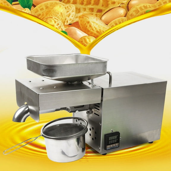 110V Automatic Nut Flax Seeds Oil Press Machine Commercial Kitchen Oil Extractor For Peanut Canola Flax Sesame Avocado Coconut Sunflower Seeds 610W
