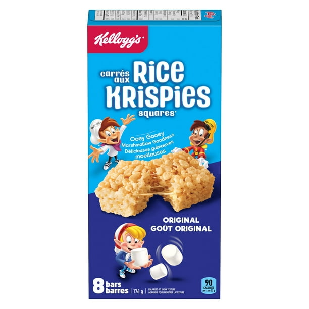 Barres Kellogg's Carrés aux Rice Krispies Goût original, 176 g (8 barres de  céréales) 176 g, 8 barres 