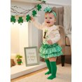 thumbnail image 3 of BemeyourBBs Newborn Baby Girl My  First St Patricks Day Outfits Irish Spring Clothes Clover Letter Print Long Sleeve Romper Plaid Ruffles Skirt Set Headband Socks 4Pcs Set, 3 of 9