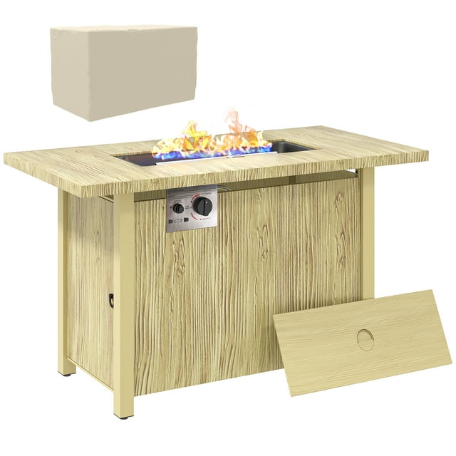 Outsunny 43" Propane Fire Pit Table with Waterproof Cover 50,000 BTU