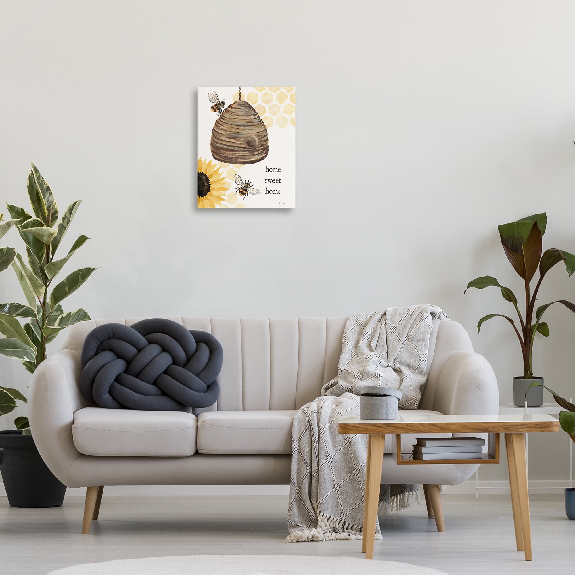 Stupell Industries Sweet Home on Honeycomb Botanical & Floral Painting Gallery Wrapped Canvas Art Print Wall Art, 16 x 20