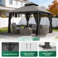 thumbnail image 3 of Clouddwell 10'x 10' Patio Gazebo Double Roof Protection All-Weather Outdoor Shelter Features Insect Screens for Backyard, Lawn, (Gray), 3 of 9