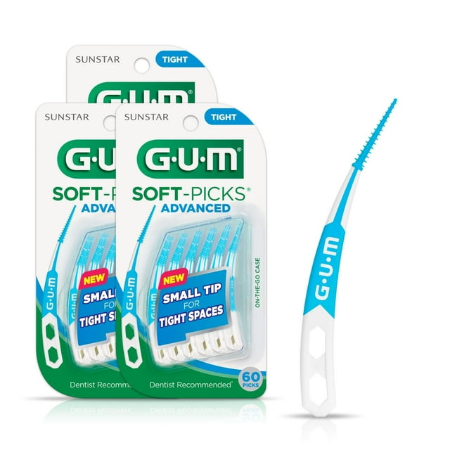 Palillos dentales GUM Soft-Picks Advanced para limpieza de dientes, 60 unidades