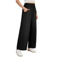 thumbnail image 3 of Asklazy Wide Leg Pants for Women Lightweiht Elastic Waisted Palazzo Trousers,US Size,Black,S, 3 of 18