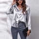 thumbnail image 4 of Camisa de manga larga con botones de seda de imitación de satén para mujer Top de blusa de trabajo formal - Gris Zhivalor  BST3000040-3, 4 of 7